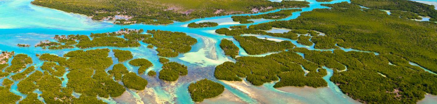 Aerial View of Florida Keys on Clear Sunny Day